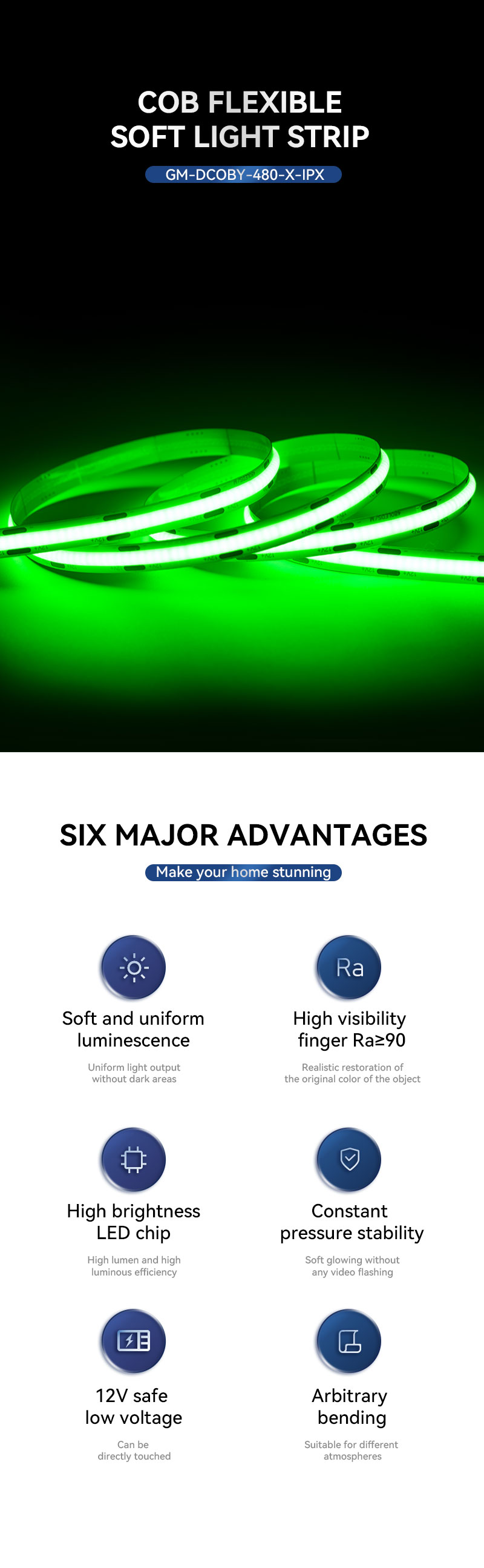 high density COB LED strip 480 LEDs/m high density COB LED strip 480 LEDs/m