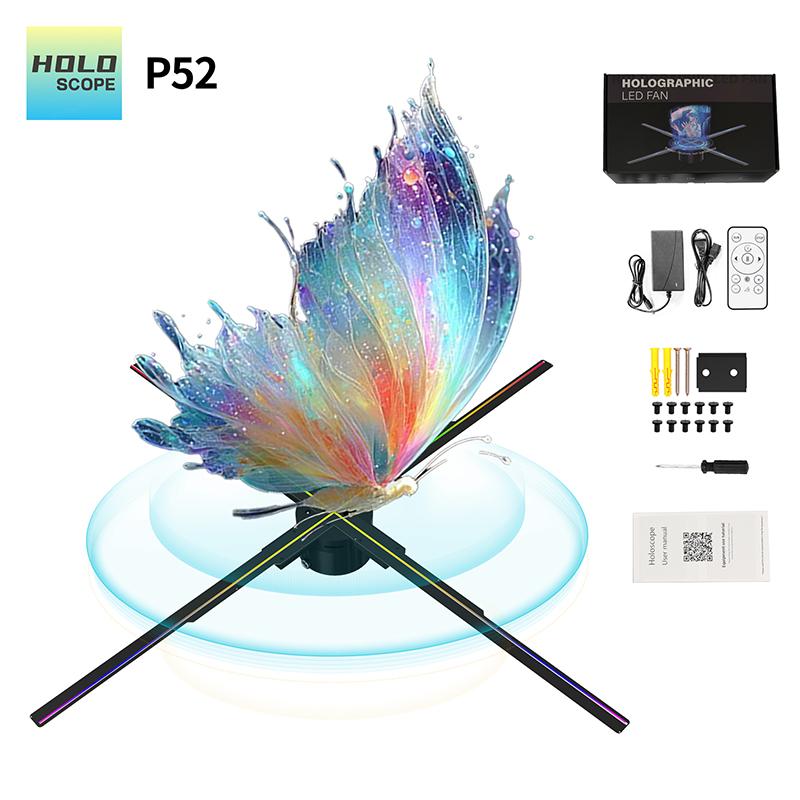 P52 3D Holographic Fan 52cm display 614 LEDs 2000x1228 resolution floating ads